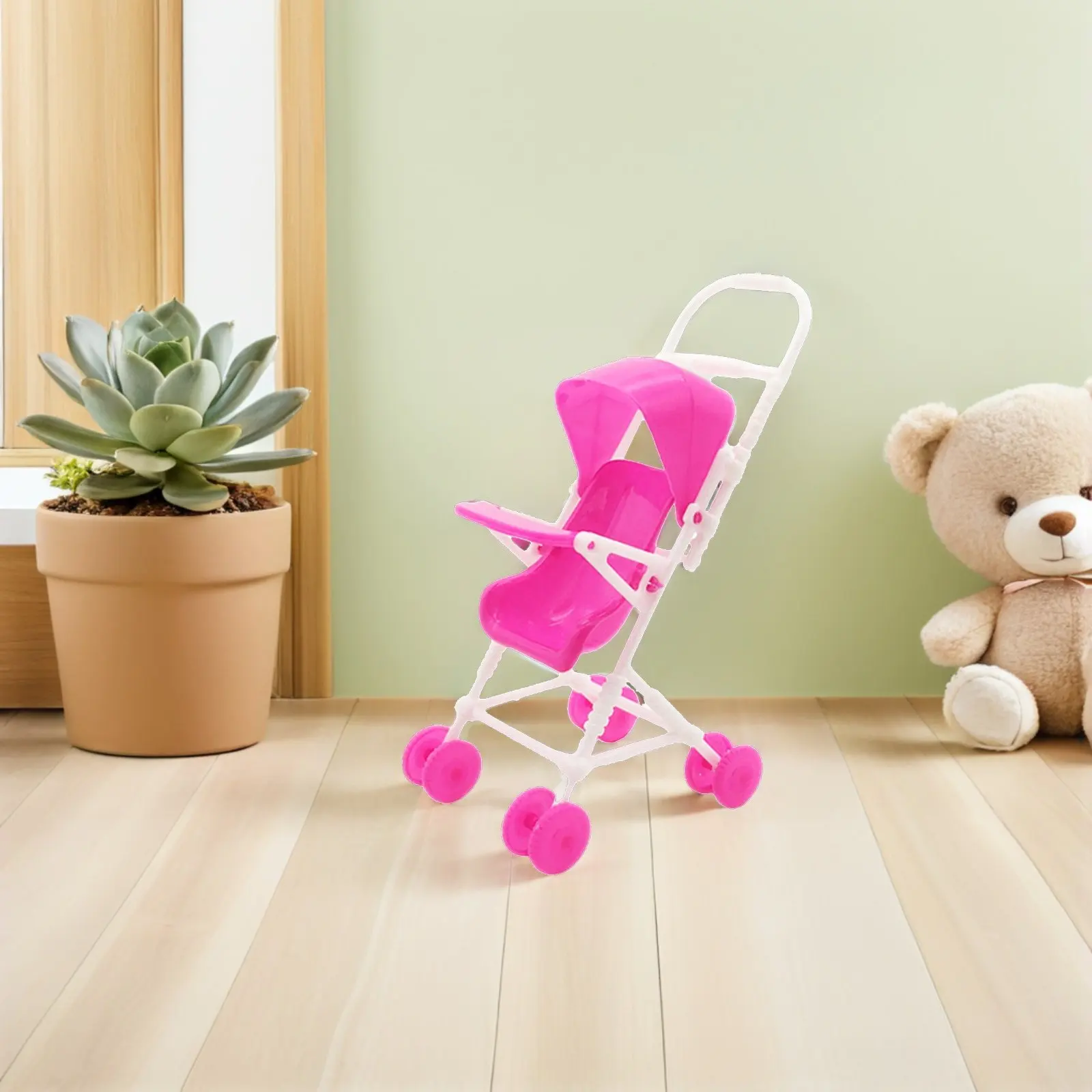 

2Pcs Simulation Pushchair Compact Baby Stroller Role Play Playset Party Game Accessories for Children Baby Stroller