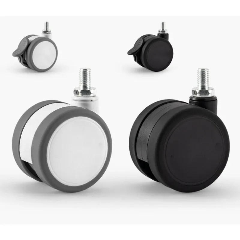4 Pcs 2.5'' Screw M8/M10/M12 Silent Universal Wheel  Rack Caster Lifting Table Roller Rubber Load 90KG