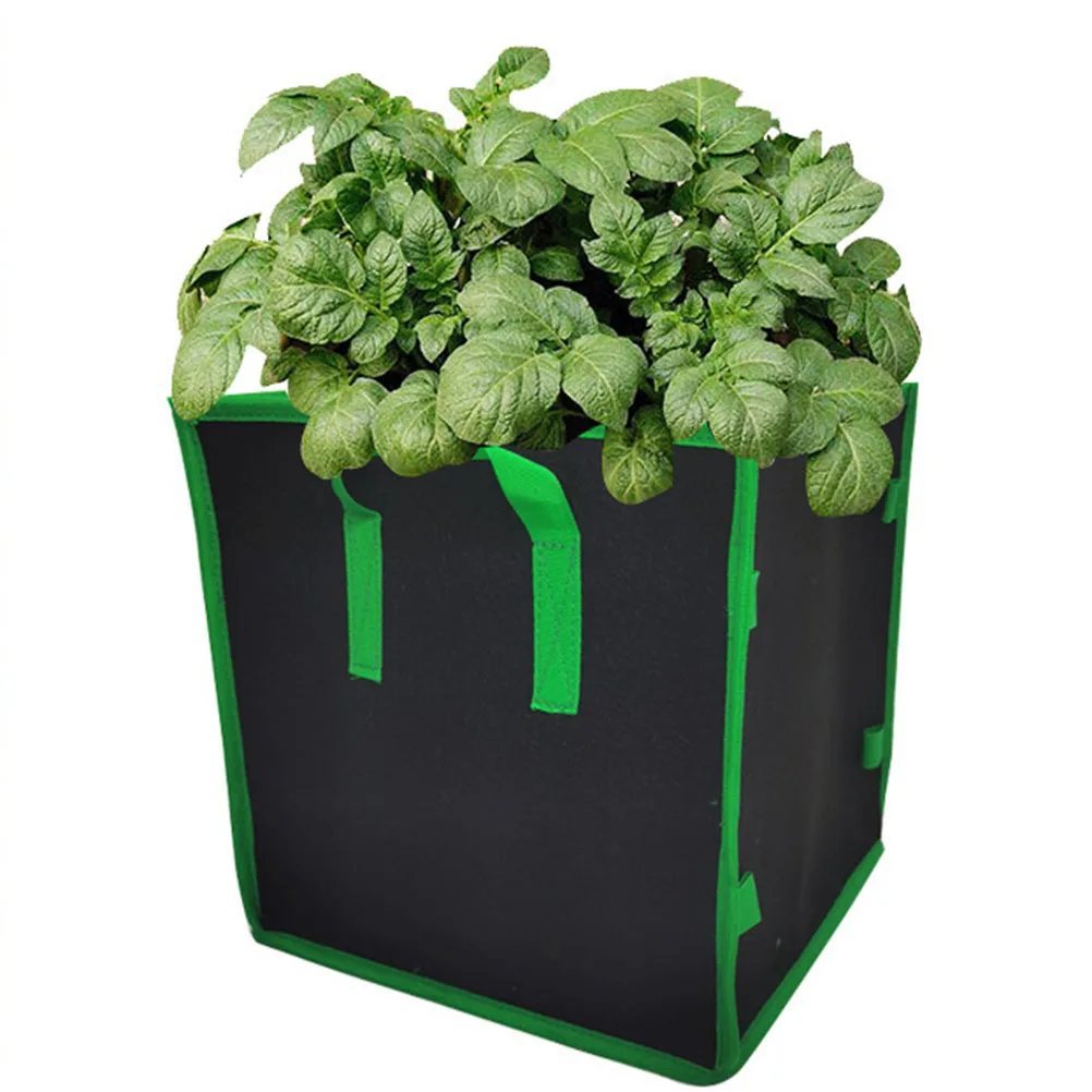 

2pcs Felt Planting Bags Grow Bags For Vegetables Succulents Flowers Portable Fabric Pots Drainage Nursery Pouches For Balcony