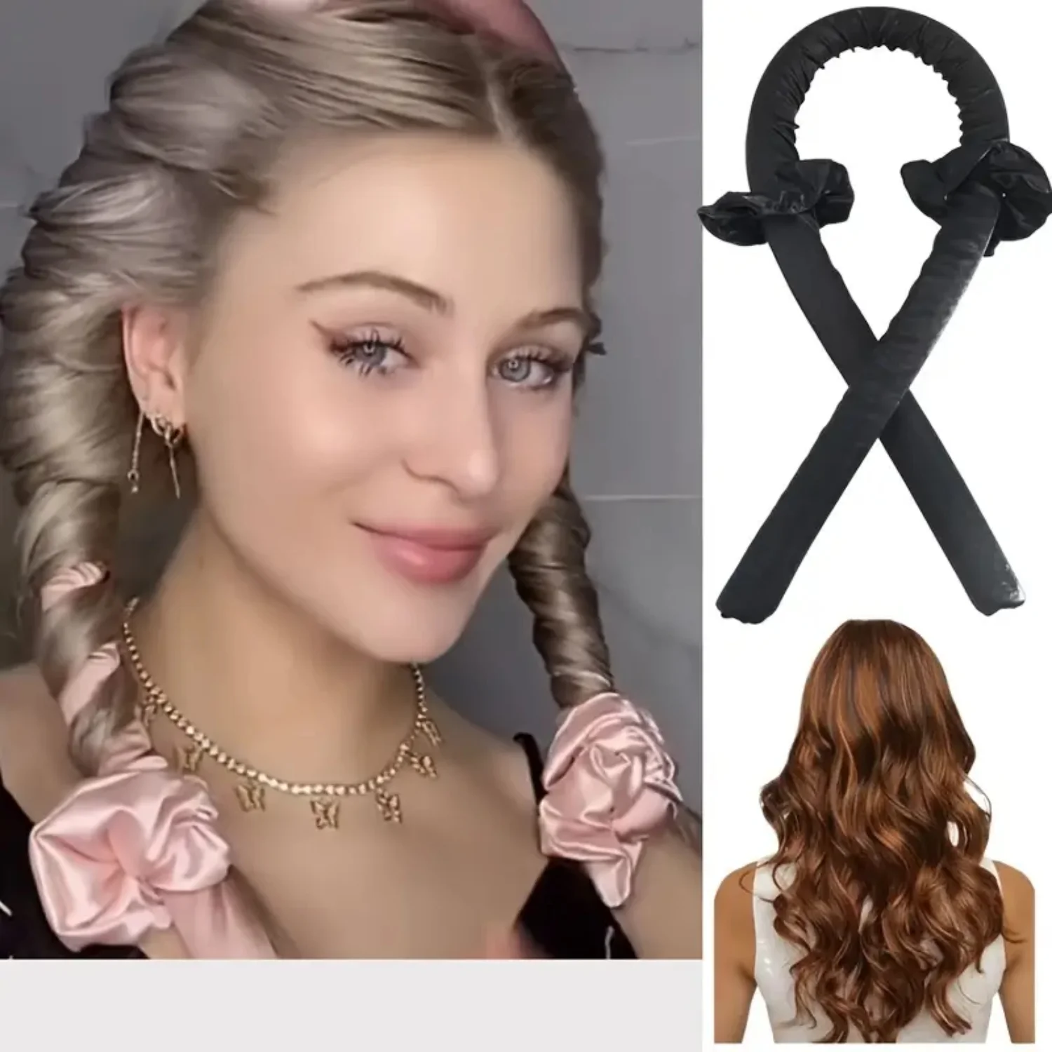 【Hotless Hair Curling Wrap Kit for Women, Overnight Heatless Curling Rod Headband for Long Hair Rollers, Lazy Hair Curler with