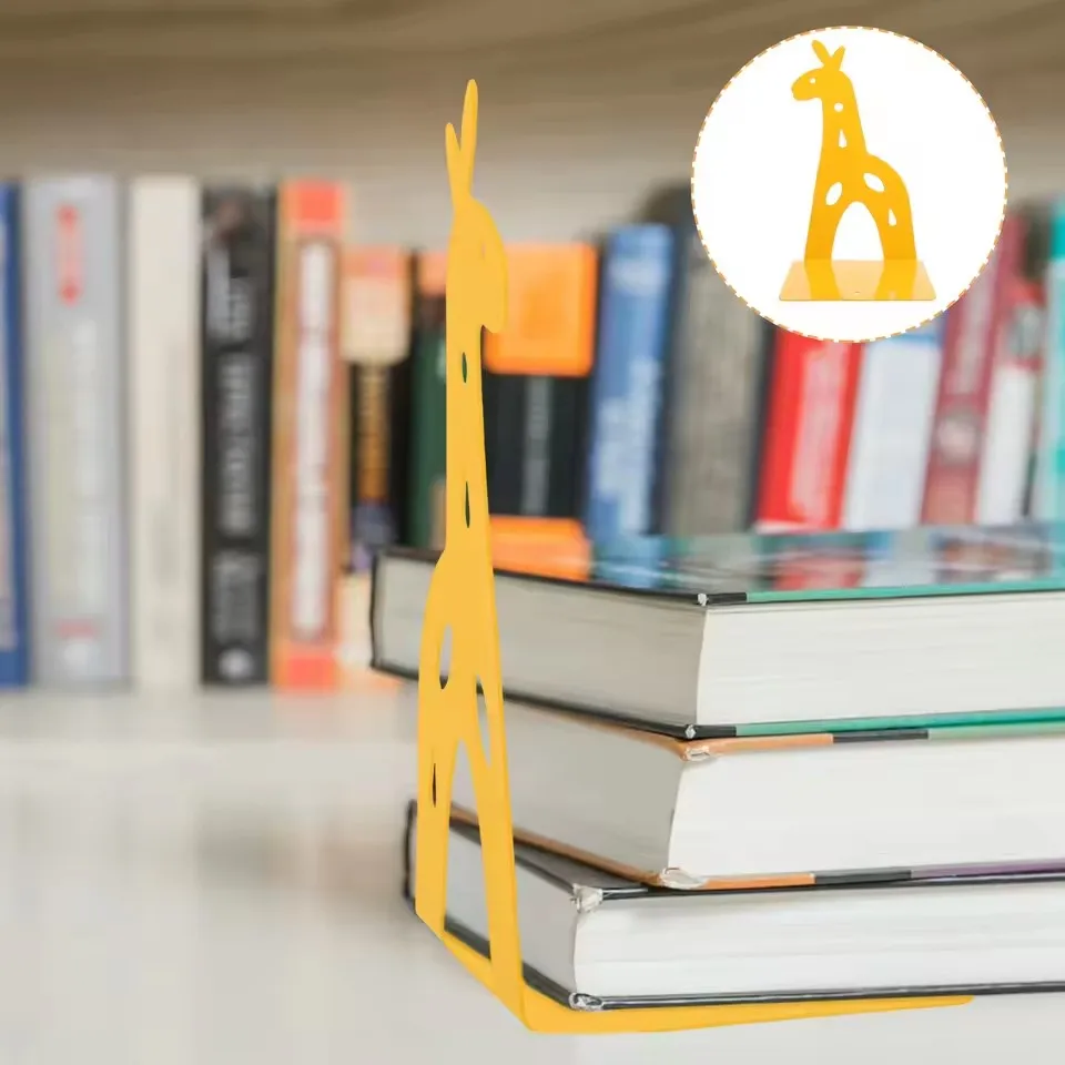 1Pair Creative Deer Style Bookends Heavy Duty Metal Book Stoppers Antislip Base for Shelves Desks Libraries Classrooms