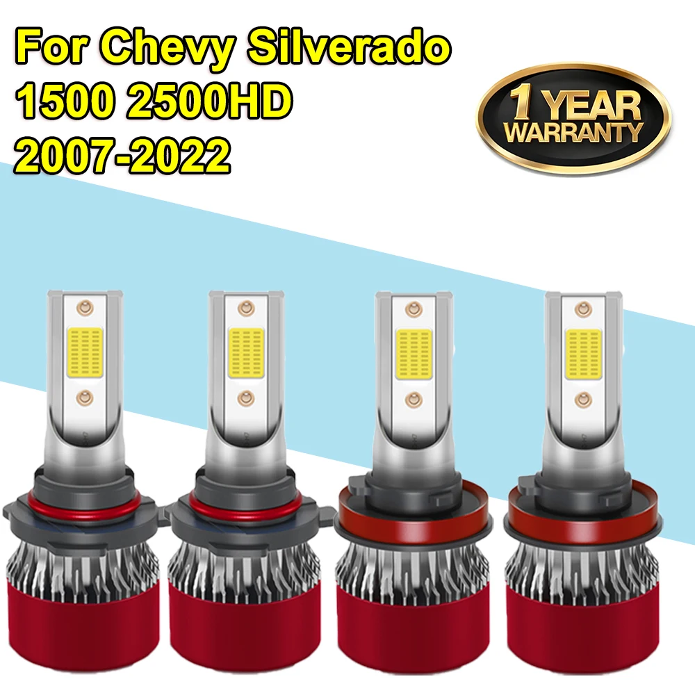 

Для Chevy Silverado 1500 2500HD 2007-2022 20000LM Автомобильные светодиодные фары Лампа 6000K 9005 HB3 H11 Дальний ближний свет COB чипы фары