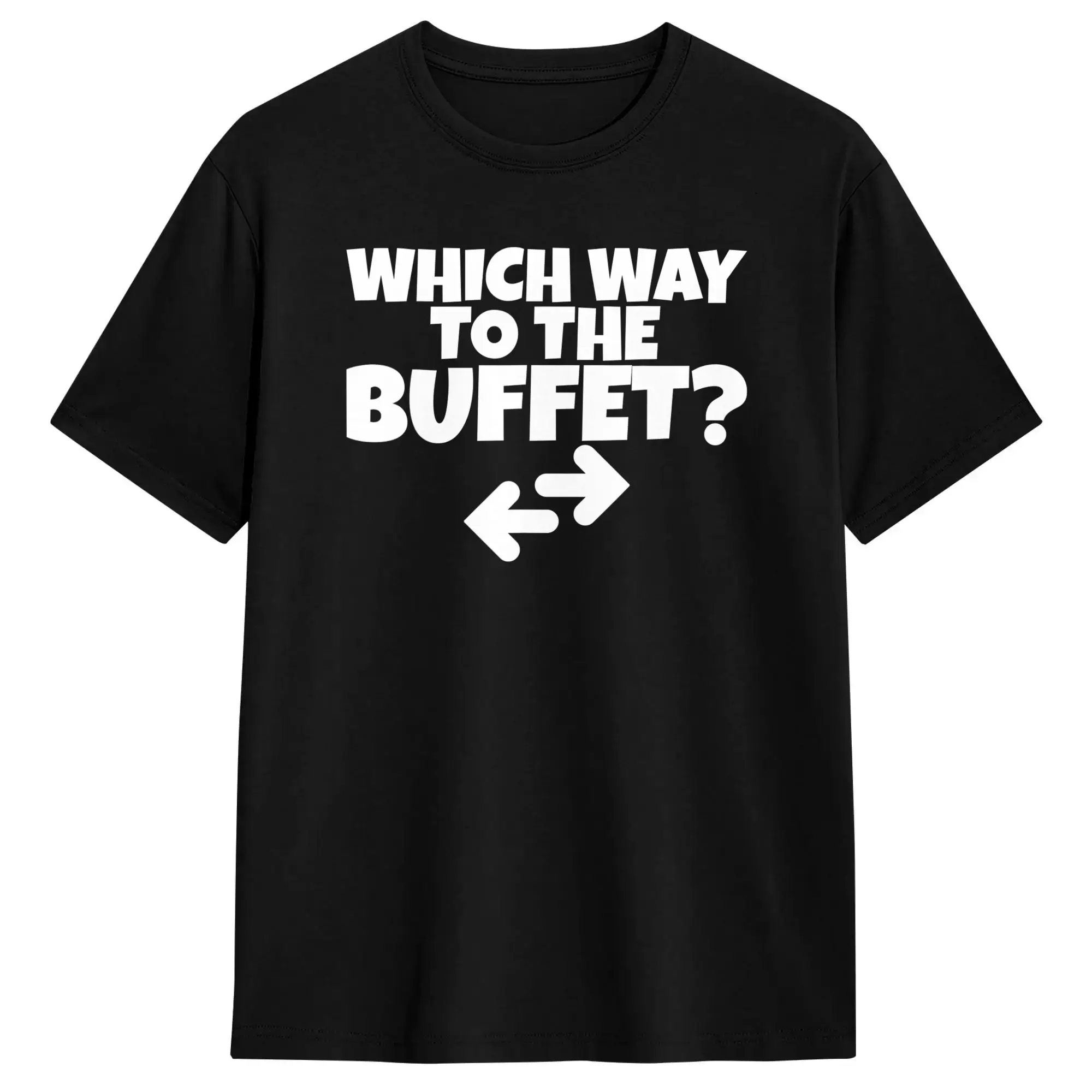 Which Way To The Buffet T-Shirt Couple  Vintage T Shirts Beach Crewneck Novelty Tees Custom Logo Oversize Clothes