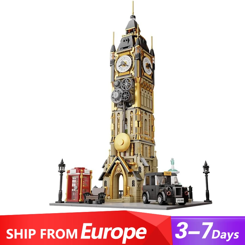 Modular Buildings Street Scene MOC Pantasy 85008 Steampunk Clock Tower Park Bell Tower Model 2460PCS Building Blocks Brick Toys