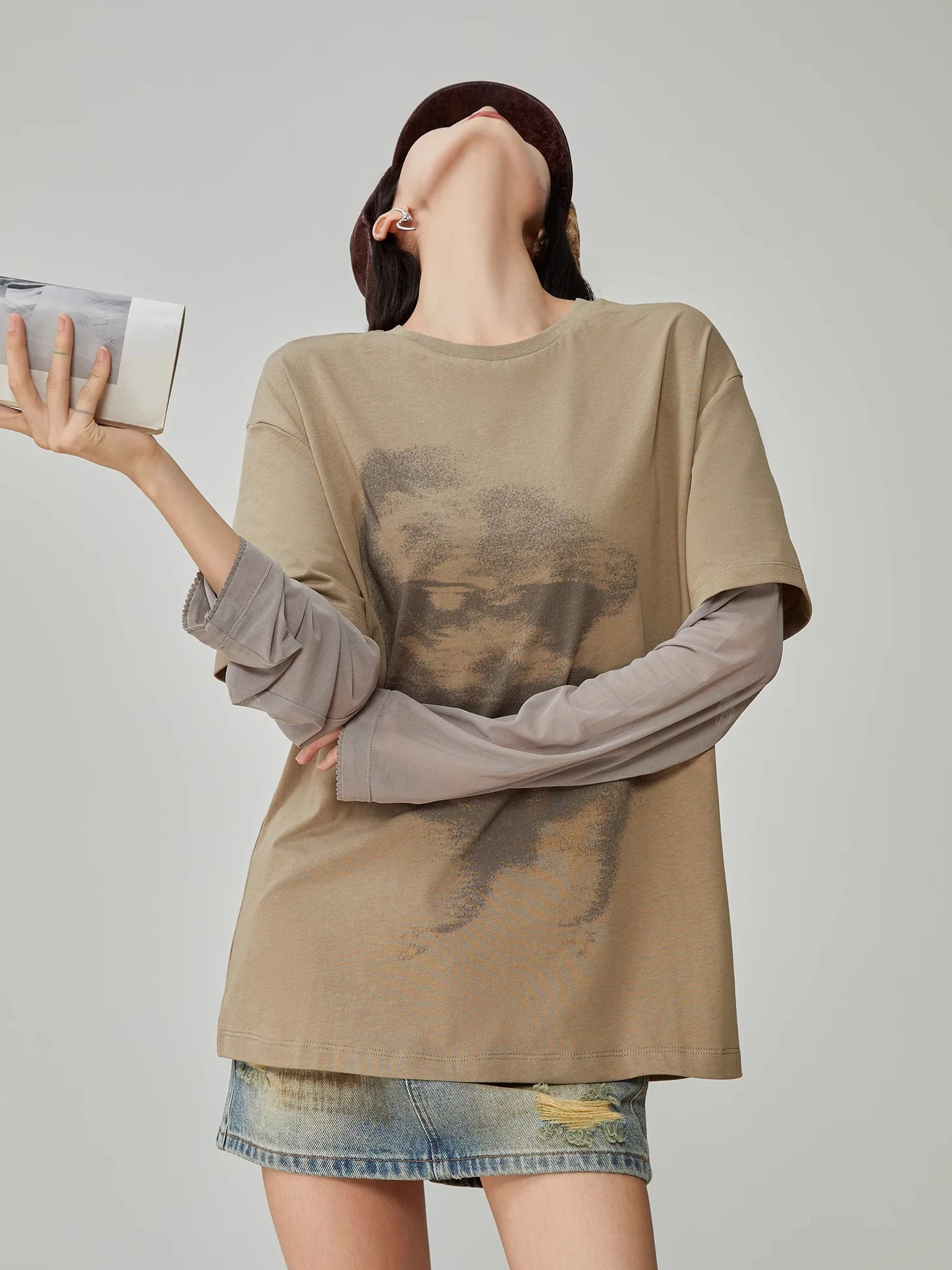 

Retro American Sle Long Sve Me T-irt Women's Design Sensation Spring New Sle Creative Pattern Polyester Fiber