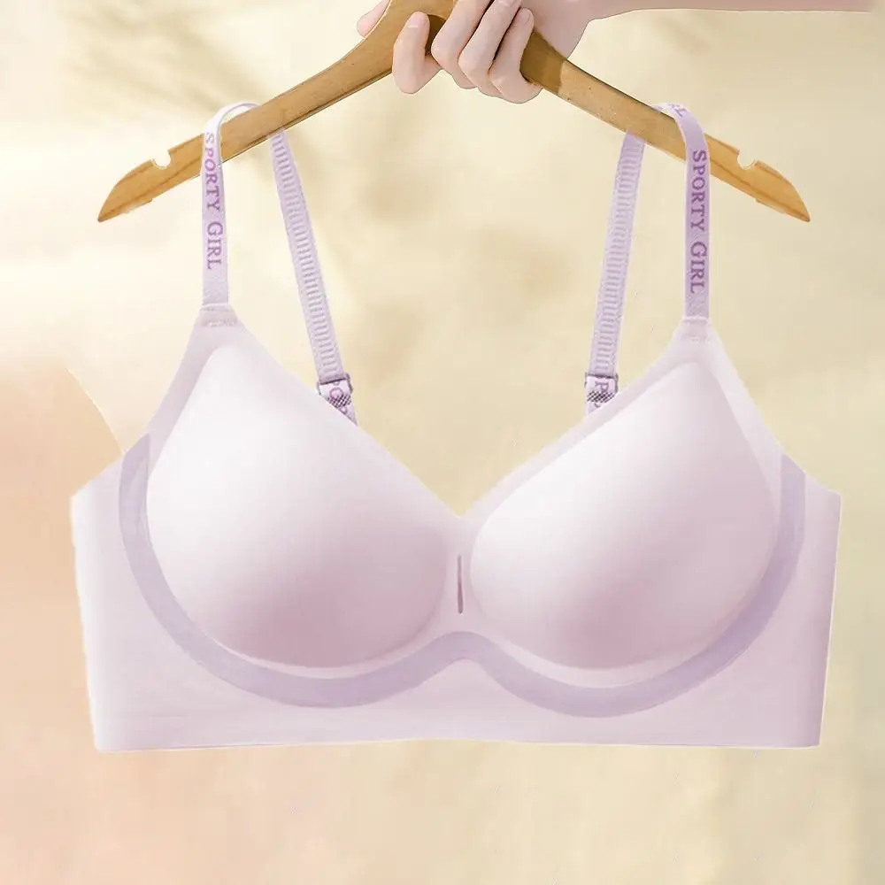 Letter Wireless Deep V Bra Shockproof Close-fitting Seamless Bras for Women Lingerie Gathered Breasts Push Up Underwear Yoga