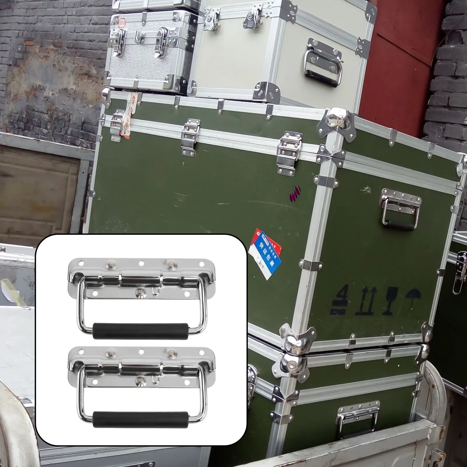 

2 шт. складные ручки для транспортировочных кейсов, хромированные, из прочного железа, антикоррозийные, с пружинным механизмом, удобные, экономящие усилия