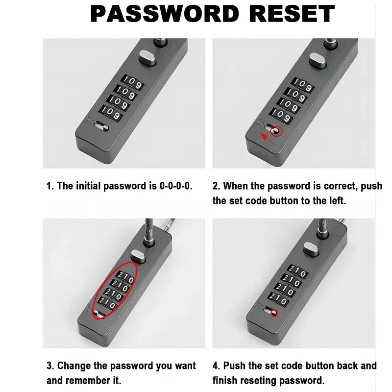 Codice ripristinabile della serratura del cavo della corda lunga di combinazione di 4 cifre per il lucchetto dell\'armadietto del File
