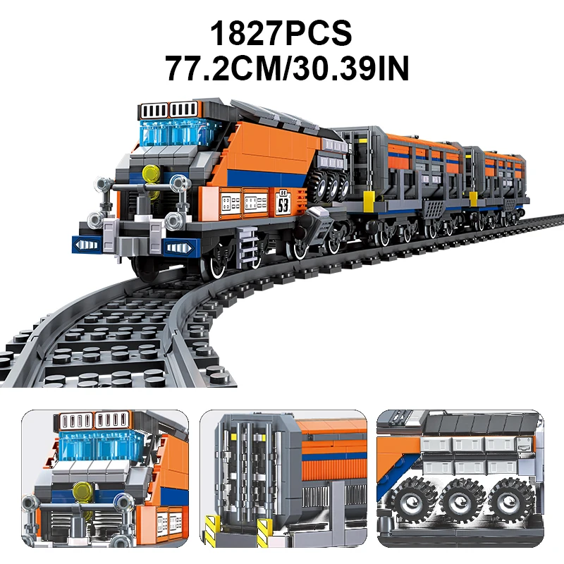Kit de bloques de construcción de modelo de tren clásico, juguete de tren ferroviario DIY para niños y adultos, juego educativo de vástago, Idea de regalo de cumpleaños para niño, 1827 Uds.