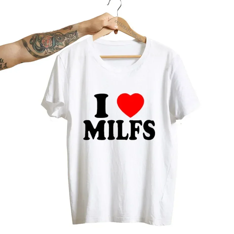 I Love MILFS I Heart Hot Moms Printed T-shirts Women Cotton Short Sleeve Casual T Shirt Harajuku Fashion Tee Shirts