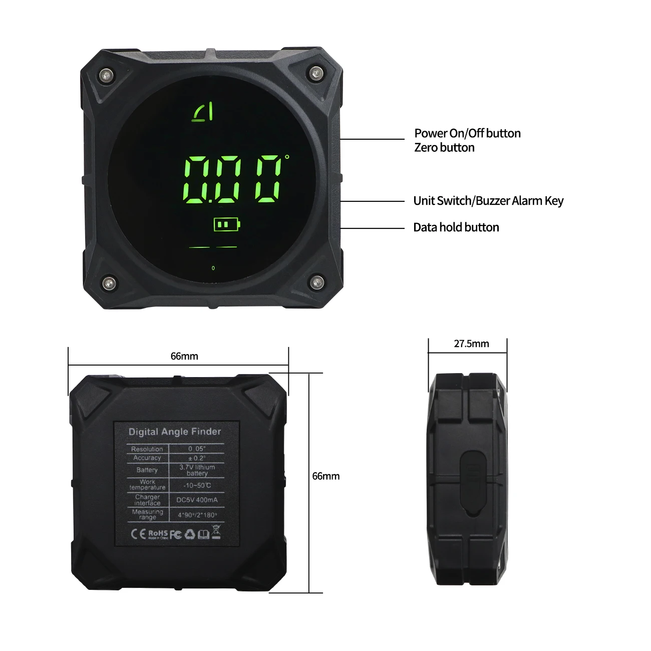 SHANHR Multifunctional Magnetic Angle Digital Protractor,Digital Angle Finder with Touch Screen
