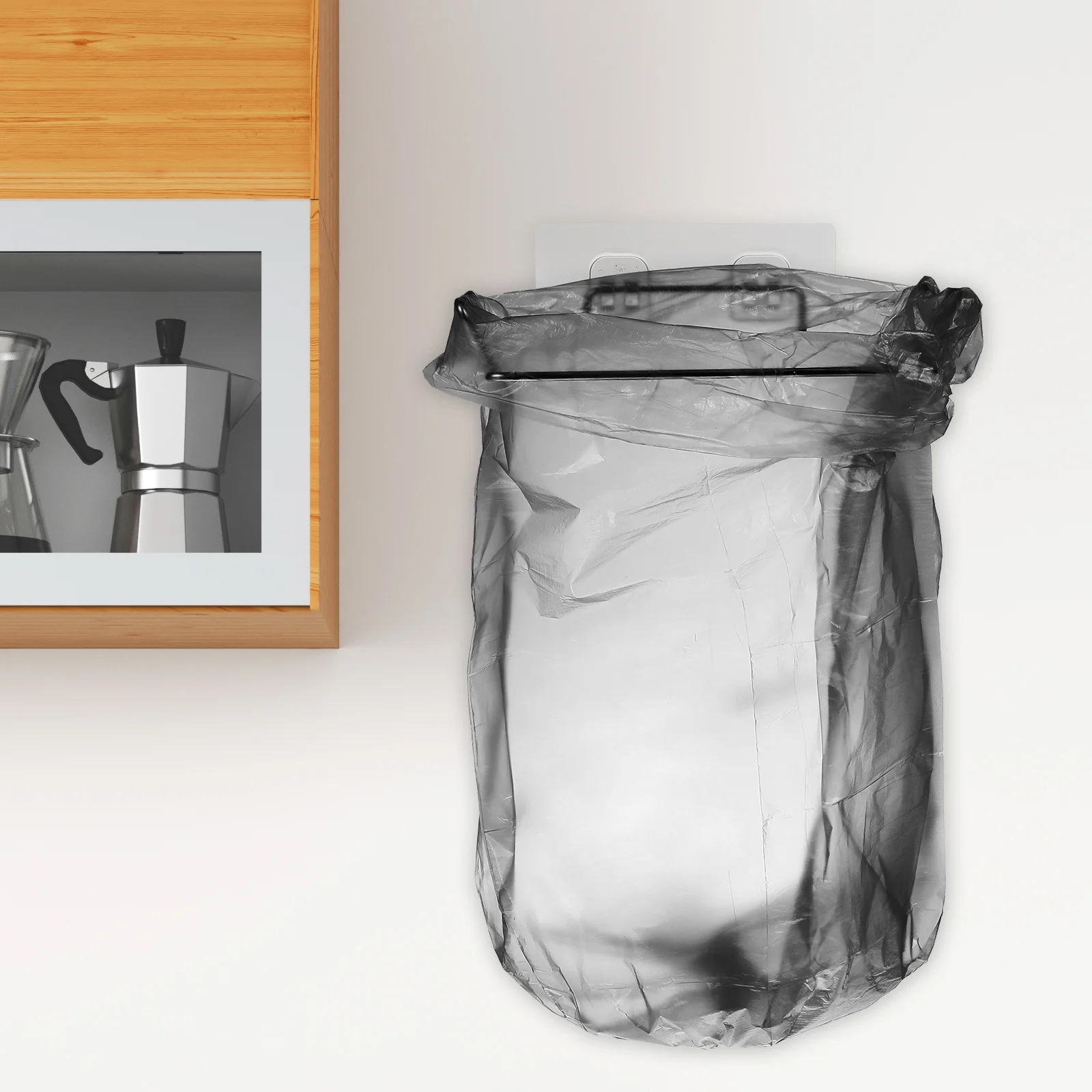 

1 set 1 Set Trash Bag Holder Portable Garbage Storage Rack For Kitchen Cabinet Door Pantry Bathroom Stainless Steel Over Door