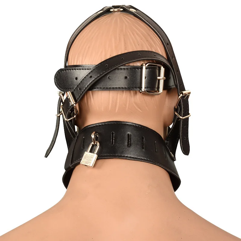 Fetisch Cosplay Sexy Maske PU Leder Bondage Harness Kapuze Offener Mund Mit Reißverschluss für Erwachsene Frauen Männer Party Spiele Exotische Kostüme