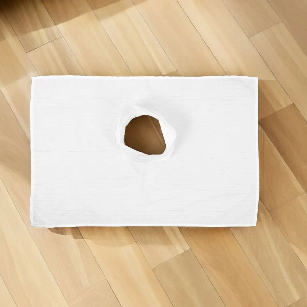 قطعتان من غطاء فتحة مسند الوجه لسرير التدليك، ملاءة قطنية ناعمة قابلة للتنفس، قابلة لإعادة الاستخدام، غطاء طاولة تدليك الوجه سهل التنظيف #5