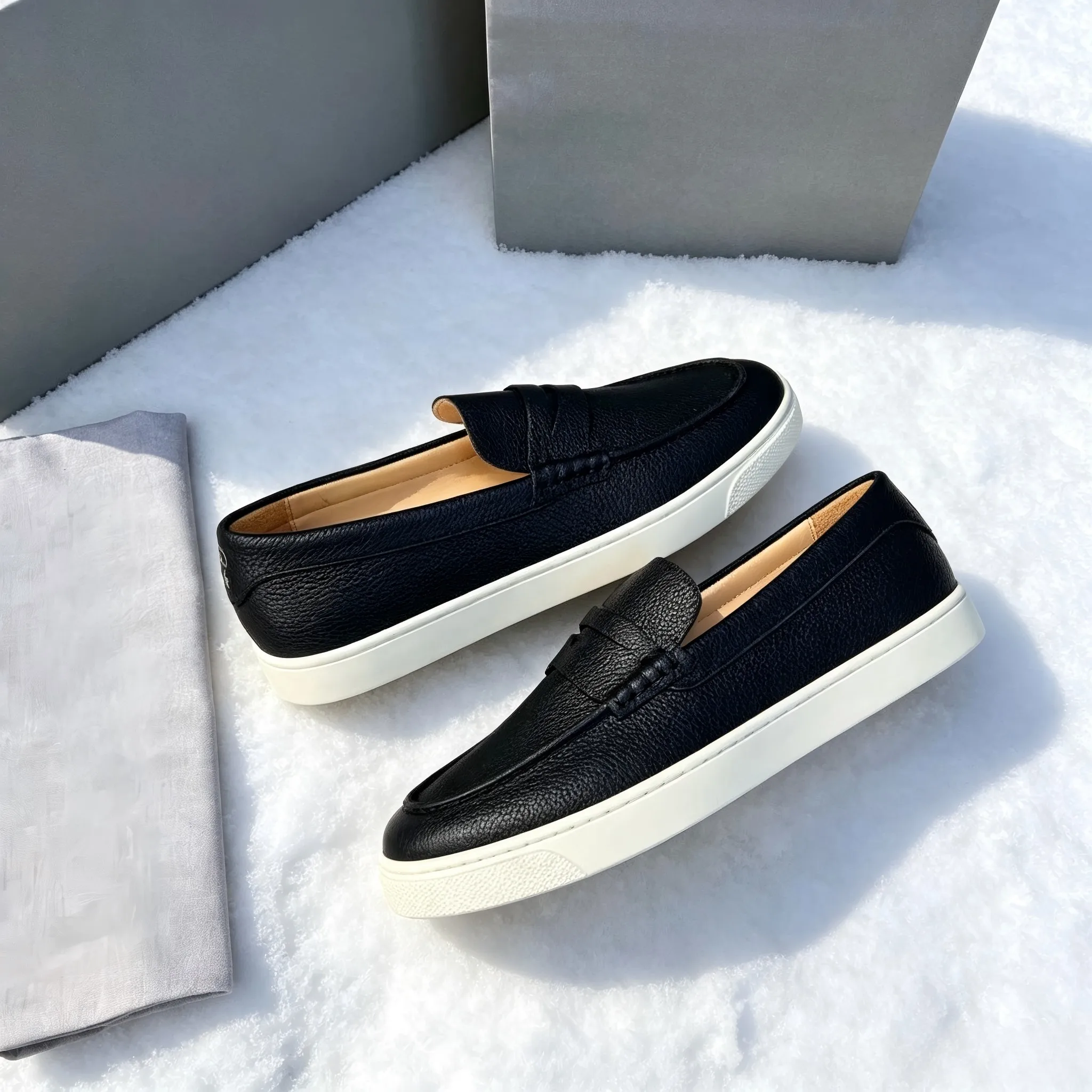 Men Slip On White Casual Sneakers Comfortable Skate Shoes Breathable Versatile Sports Style