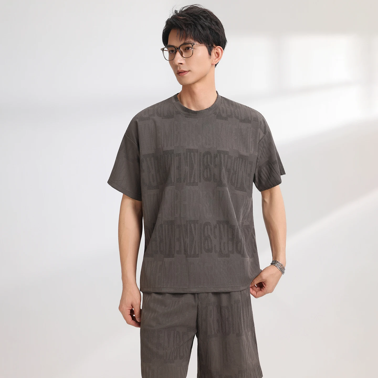 【Top 5-Point Pants】Men's T-Shirt Set Summer Fashion Crew Neck Sports Casual Cycling Jogging Daily Outing Breathable Comfortable view 3