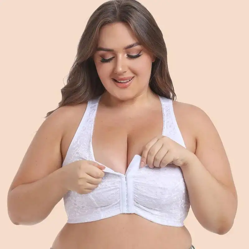 XL XXL XXXL 4XL 5XL Lace Front Button Stick On Bra Plus Size Lingerie Wireless Bras For Women Brassiere Femme