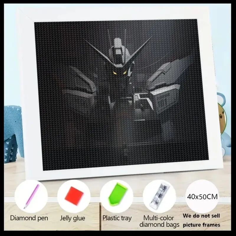 

1 шт. 5D набор для алмазной живописи, эпицинский футуристический робот-меха со светящимися желтыми глазами, полная дрель, искусство со стразами, поделка своими руками