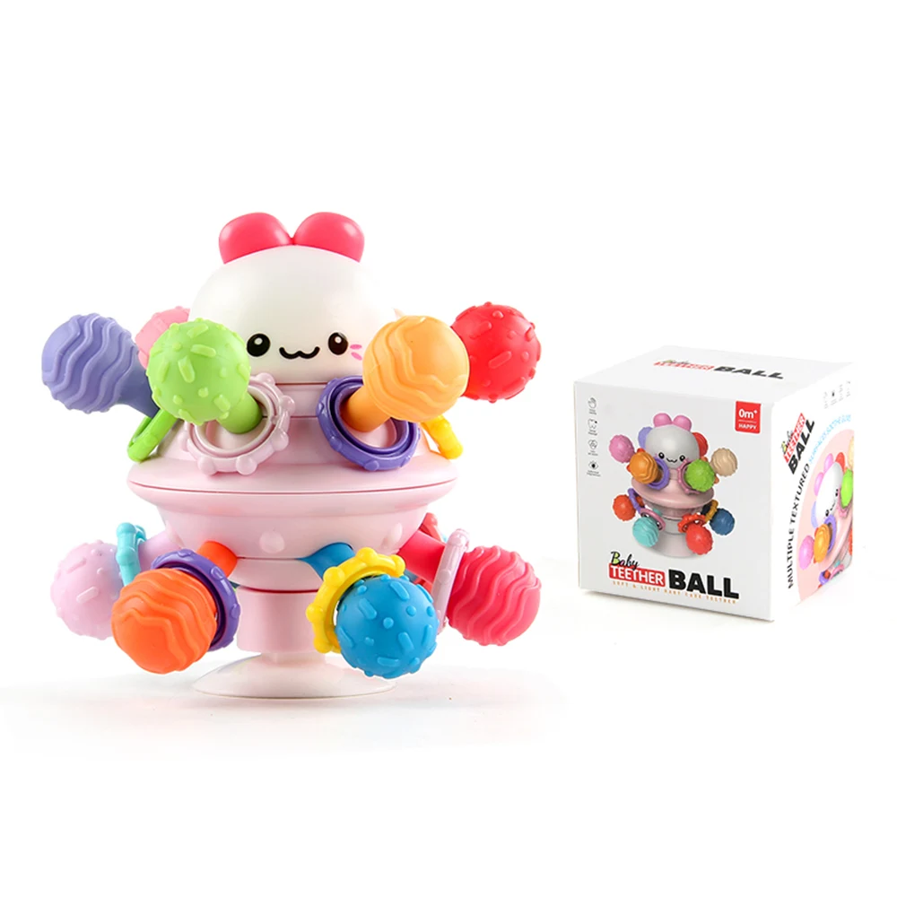 New Early Education Toys Baby Manhattan Ball Soft Rubber Hand Grip Ball Rattle Teeth Stick 0-3 Years Old Baby Comfort Toy