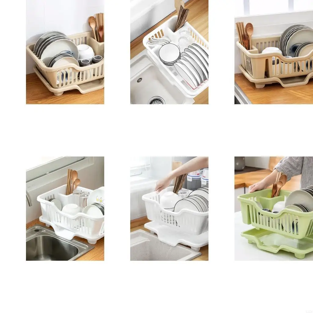 

Multifunction Car Sink Organiser Bowls Rack with Separate Compartments for Utensils X37F