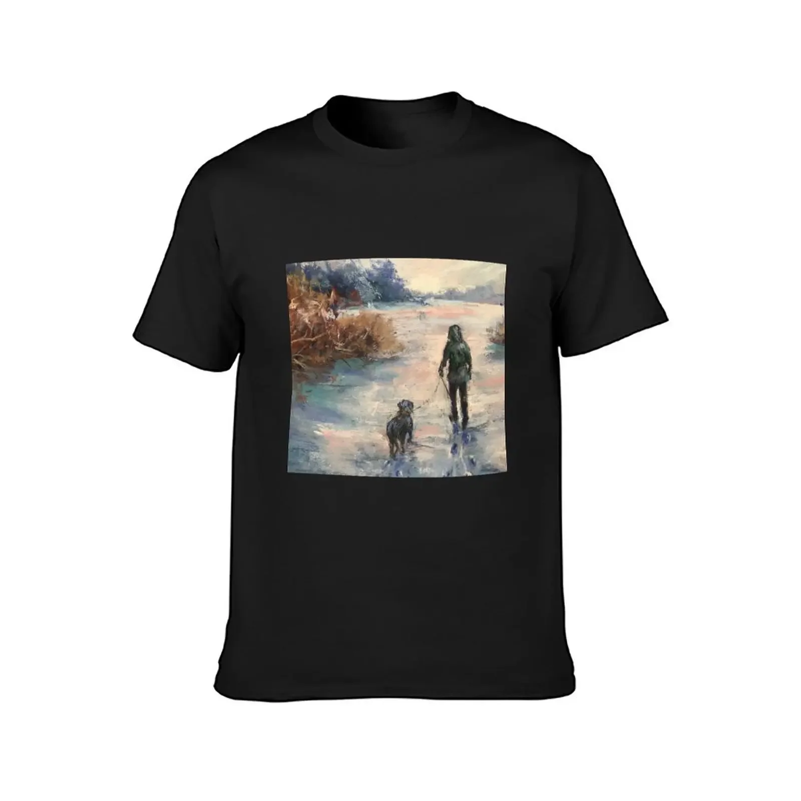 Winter snow scene with the dog T-Shirt graphic t shirt vintage for a boy mens t shirts casual stylish