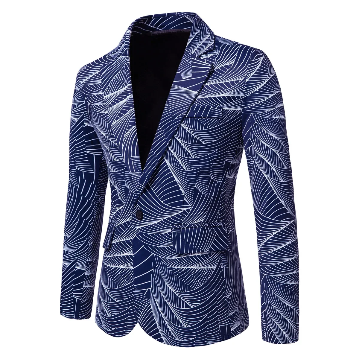 Blazer casual de negócios estampado masculino, jaquetas clássicas de festa, nova moda