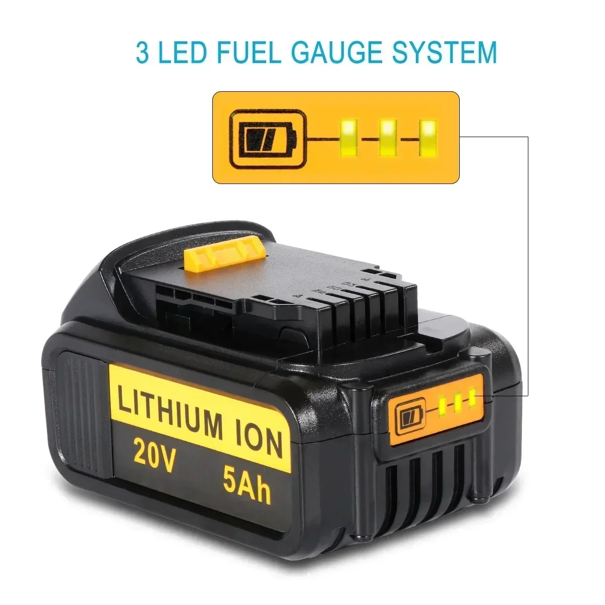 100% for DCB200 20V 8000mAh Lithium Replacement Battery For Dewalt 18V DCB184 DCB200 DCB182 DCB180 DCB181 DCB182 DCB201 DCB206