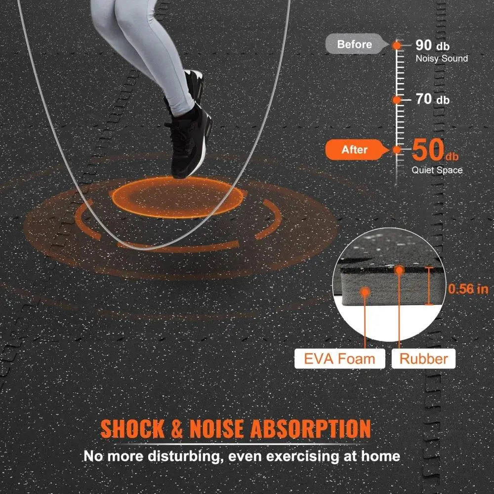 25PCS 24x24in Interlocking for gym Floor Mats 1/2in Thick EVA Foam Waterproof Puzzle Flooring for Home Garage Exercise Black