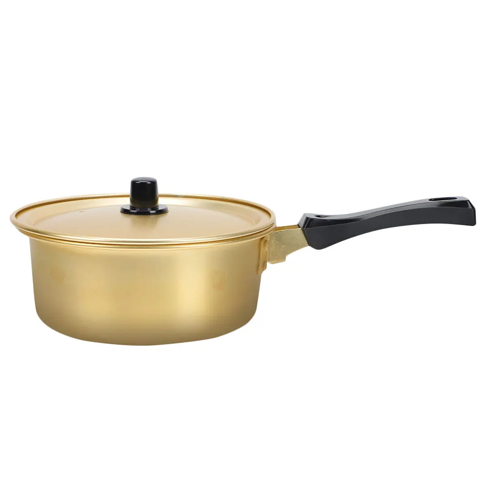 

Ramen Pot 18cm Golden Small Cookware Home Use Easy Clean Anti Scalding Handle Multifunctional Kitchen Soup Stock Pot Lid
