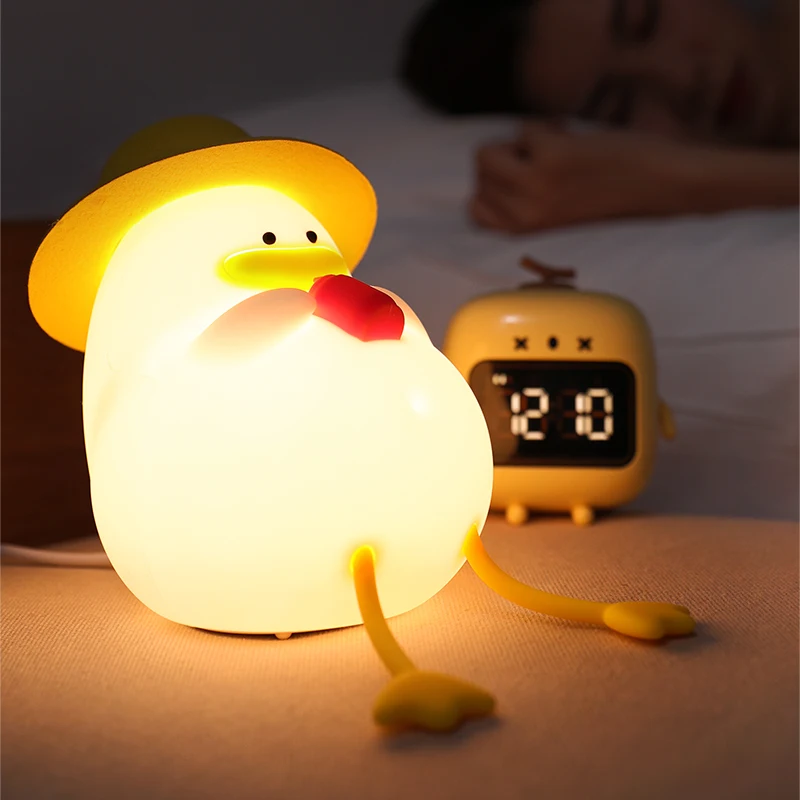 USB LED Night Light Rechargeable Lamp Soft Silicone Cute Duck Animal Light Creative Children Gift Holiday Bedroom Decoration