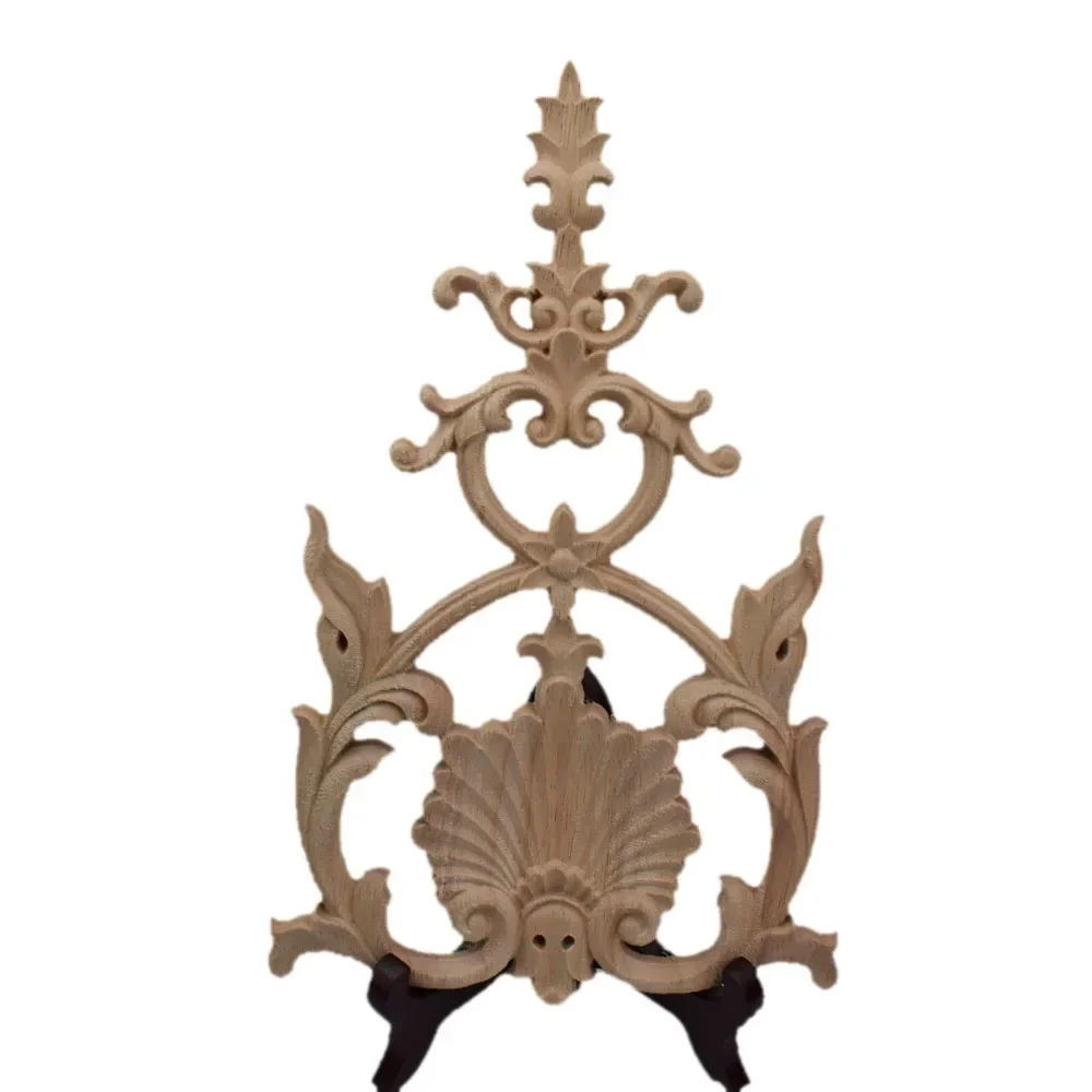 2PCS Vintage Wood Carved Decal Corner Onlay Applique Frame Furniture Wall Unpainted Home Decoration Door Decor Crafts Square