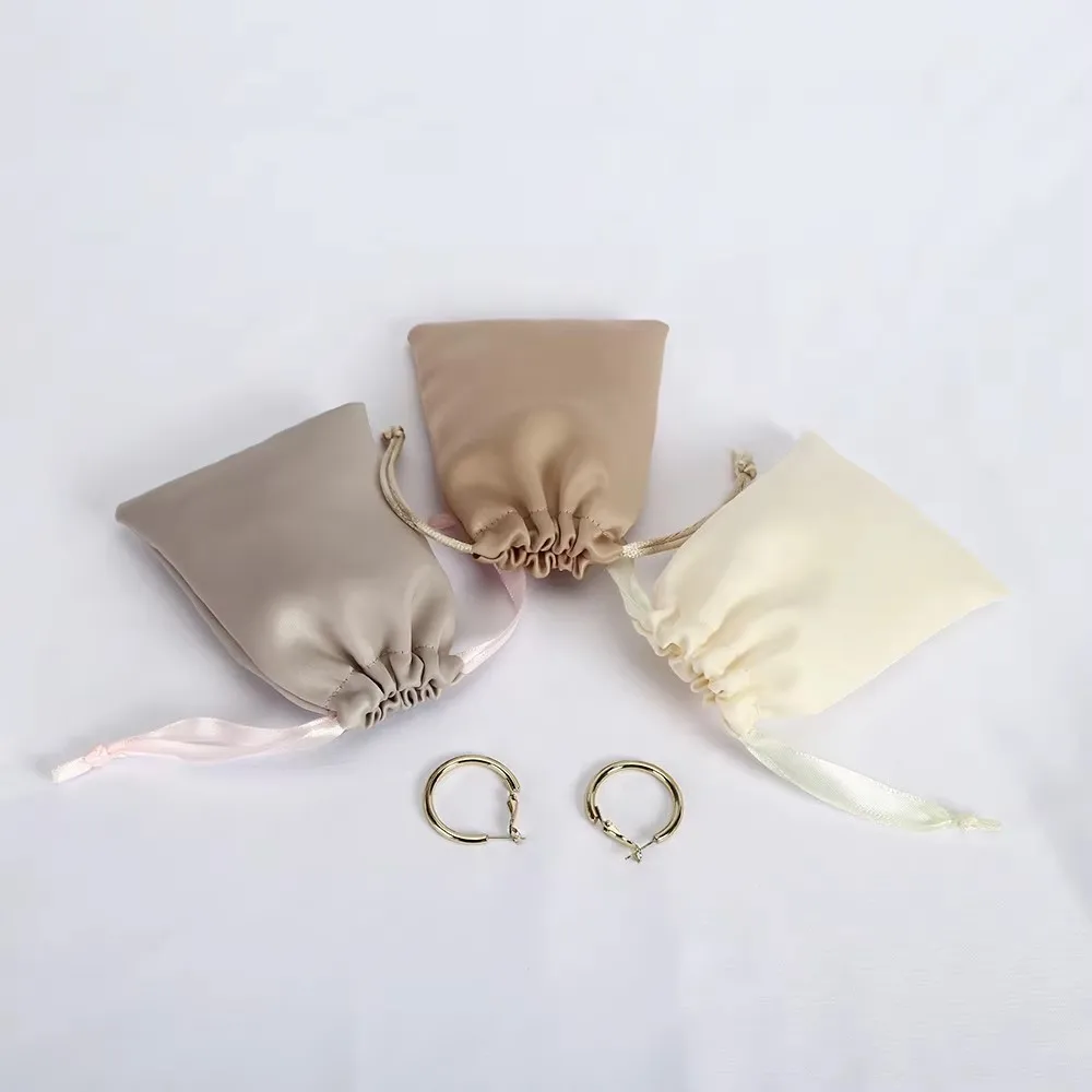100pcs Personalized Silk Velvet Jewelry Gift Bag Satin Drawstring Earring Ring Packaging Organizer Pouch Wedding Favor Candy Bag