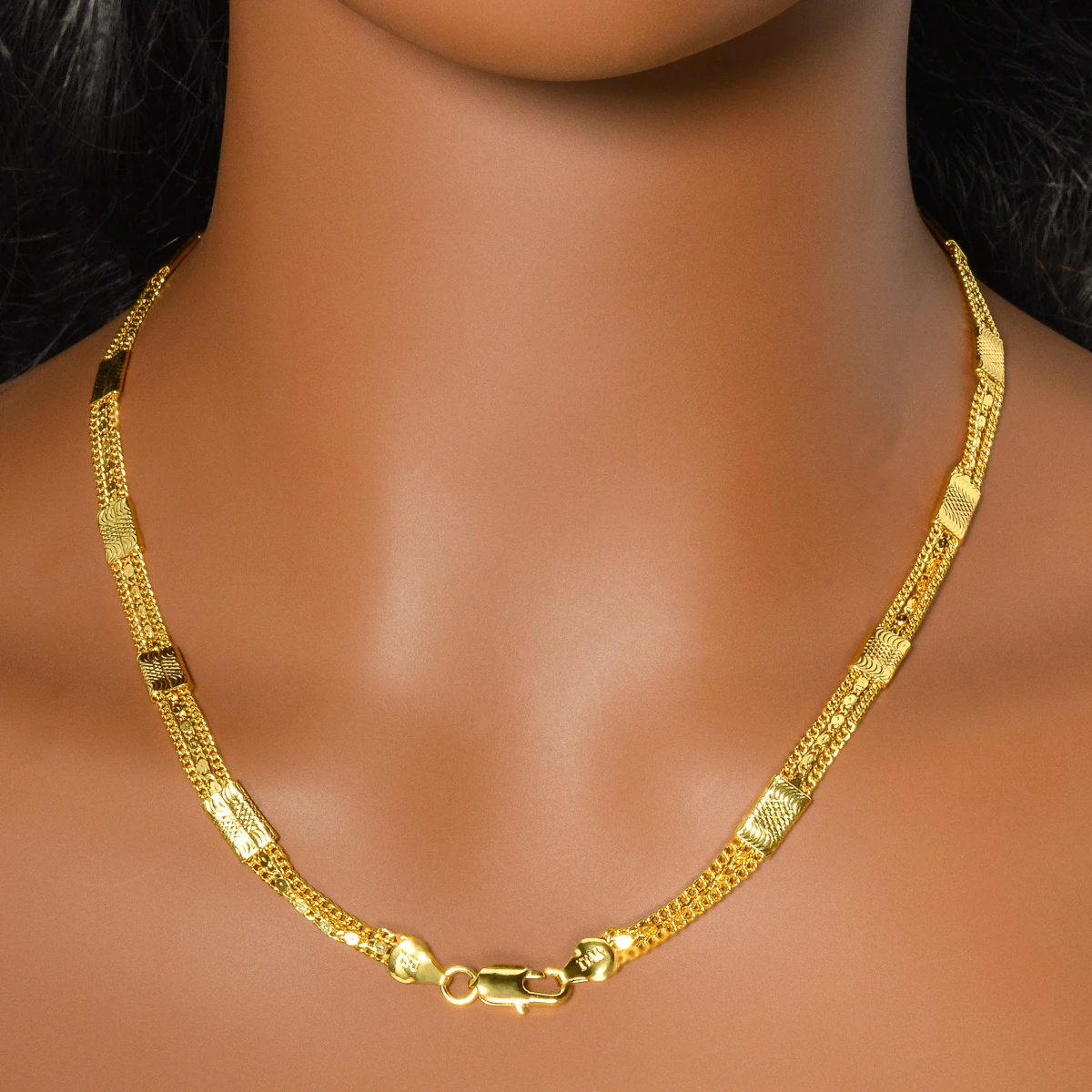 Sunny Fashion Italien 750 18 Karat vergoldete geometrische Halskette für Männer und Frauen Hip Hop Rock Schmuck Accessoires Geschenk – Detail 2