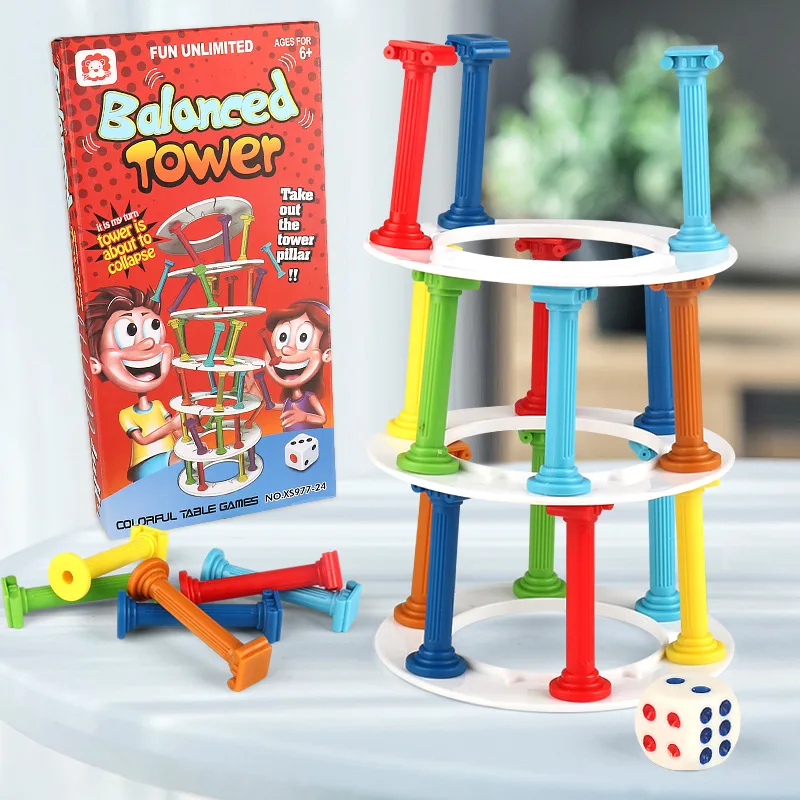 Plastic Board Game Balanced Rainbow Column Children Stacking Tower Toys For 3+ Years Old Kids Christmas Gift