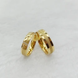 Unique Ladies Fashion Jewelry Wedding Ring Supplier Finger Ring Wholesale 18k Gold Plated Woman Marriage Bridal Rings Couples