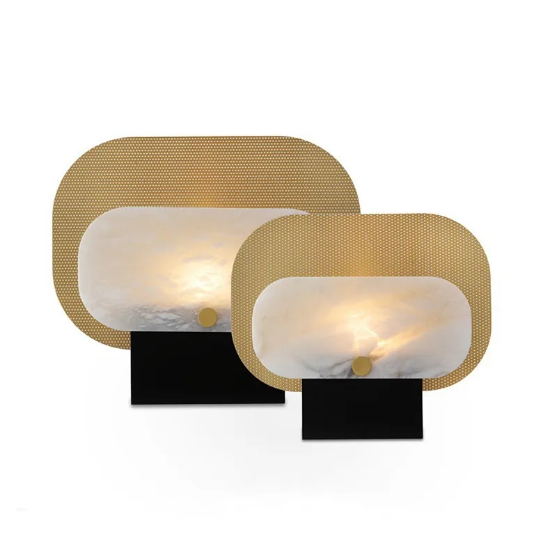 

New Chinese style golden marble table lamp light luxury bedroom bedside villa living room