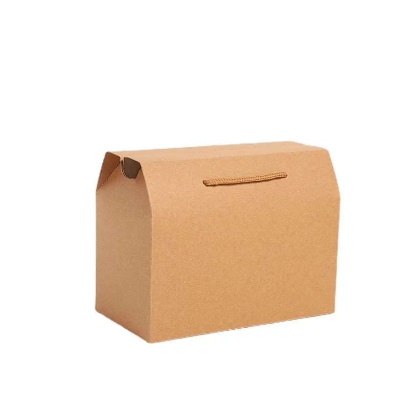 12/24/48pcs Kraft Paper Portable Boxes with Handle/Transparent Window White Folding Gift Box Portable Gift Box Can Be Customized