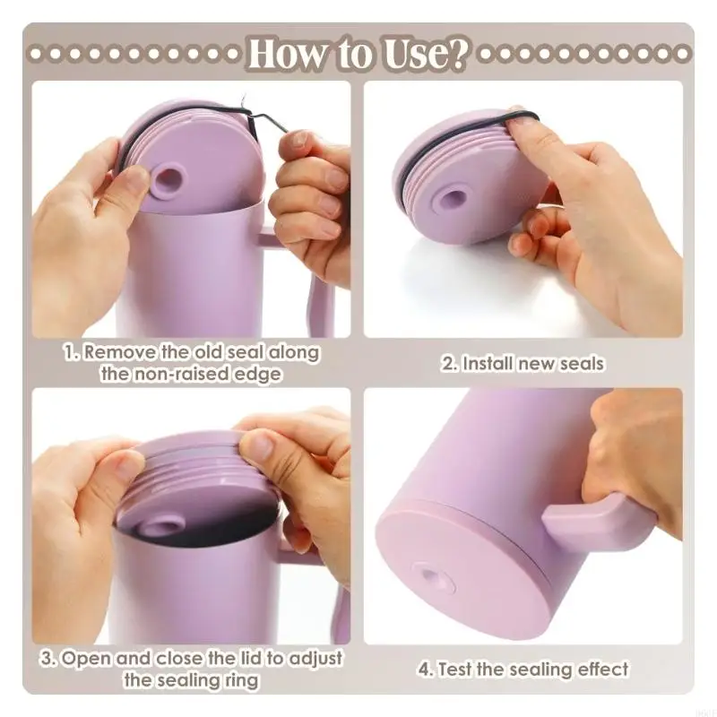 96GF 12 Pack Replacement Silicone Rings Easy Installation Gasket Water Bottle Seal for Water Bottle Lid Suitable for Sealing