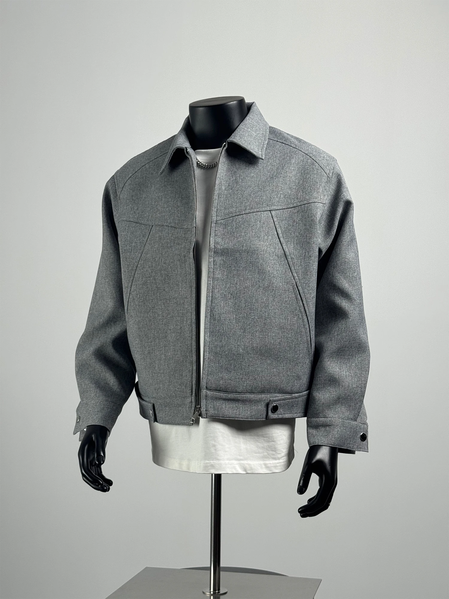 

Pure Color Collared Workwear Jaet Men's Casual Loose Top Long Sve Polyester Versatile Simple Sle Autumn 2025 Trendy Ou...