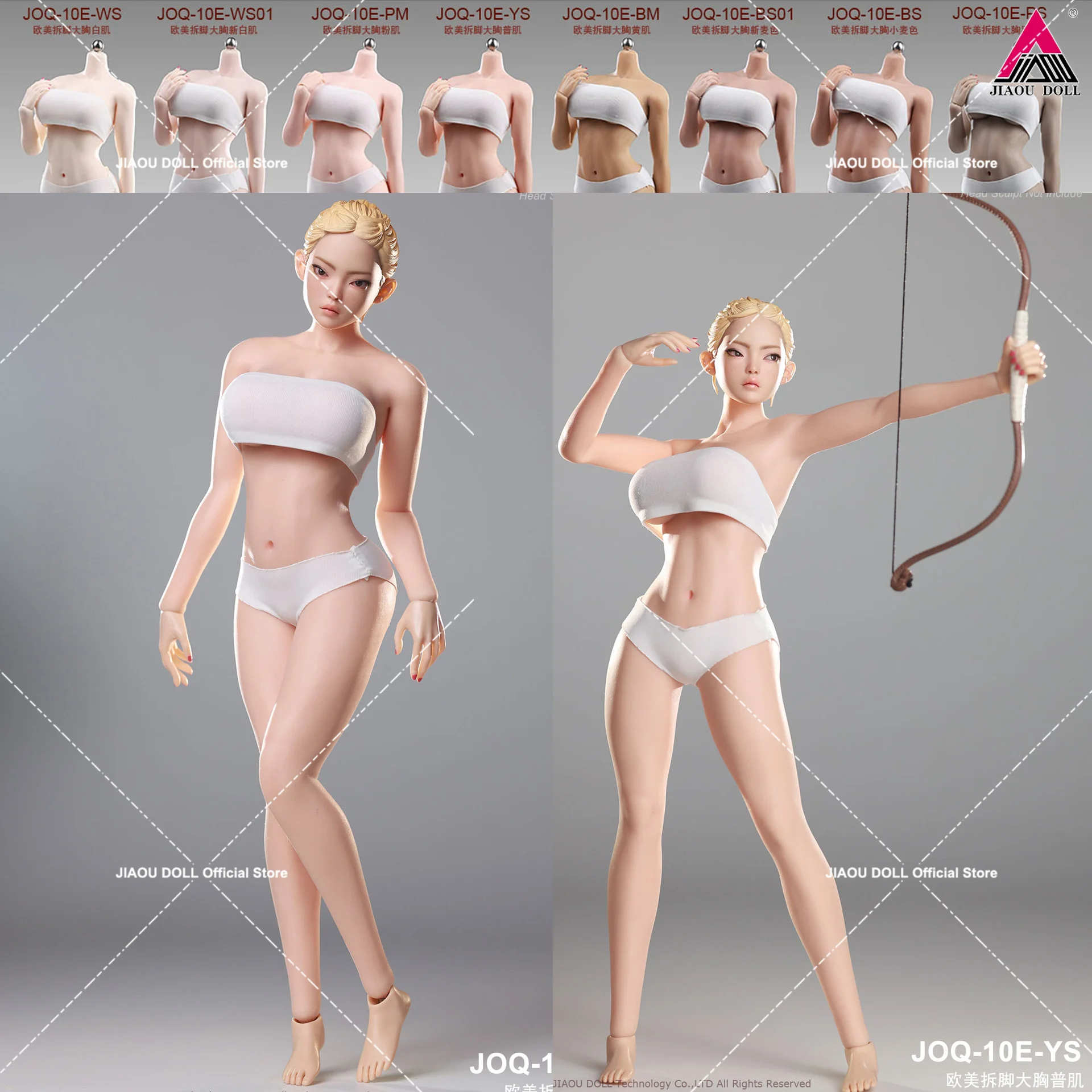 

JIAOU DOLL 1/6 JOQ-10E Female Seamless Body European Girl 3.0 Flexible Big Bust with Detachable Foot 12" Action Figure Body Doll