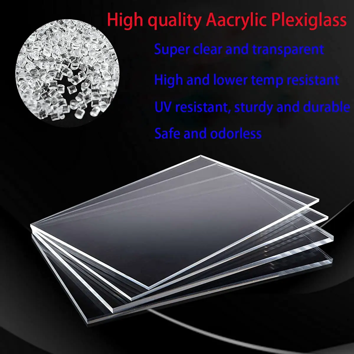 10 Size 1/2/3mm Clear Acrylic Sheet Clear Plexiglass Panel Acrylic Board for Craft DIY,Drawing,Printing,Picture Frame,Engraving