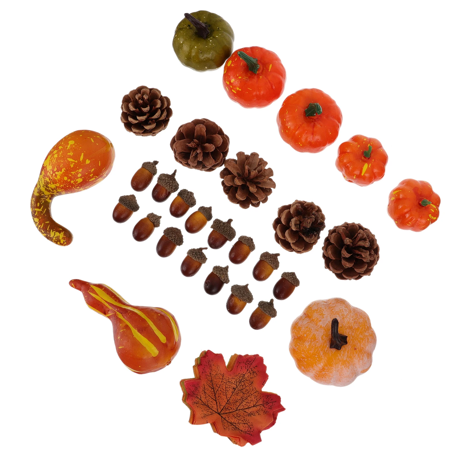 

128 Pcs Artificial Pumpkin Fall Ornaments Decorative Decorate Halloween Supplies Decoration Wooden Adornment Lifelike