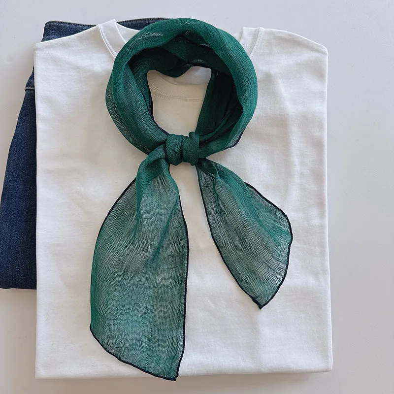 

2026 Pure Linen Scarves Women Autumn Retro Design Green Long Scarf 100% Linen Solid Neck Scarves Ladies Accessories