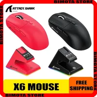 Attack Shark X6 Wireless Mouse 3 Mode Bluetooth Paw3395 Mouse Rgb Backlit Gaming Mouse E-Sports Mice Pc Game Accessories Gifts