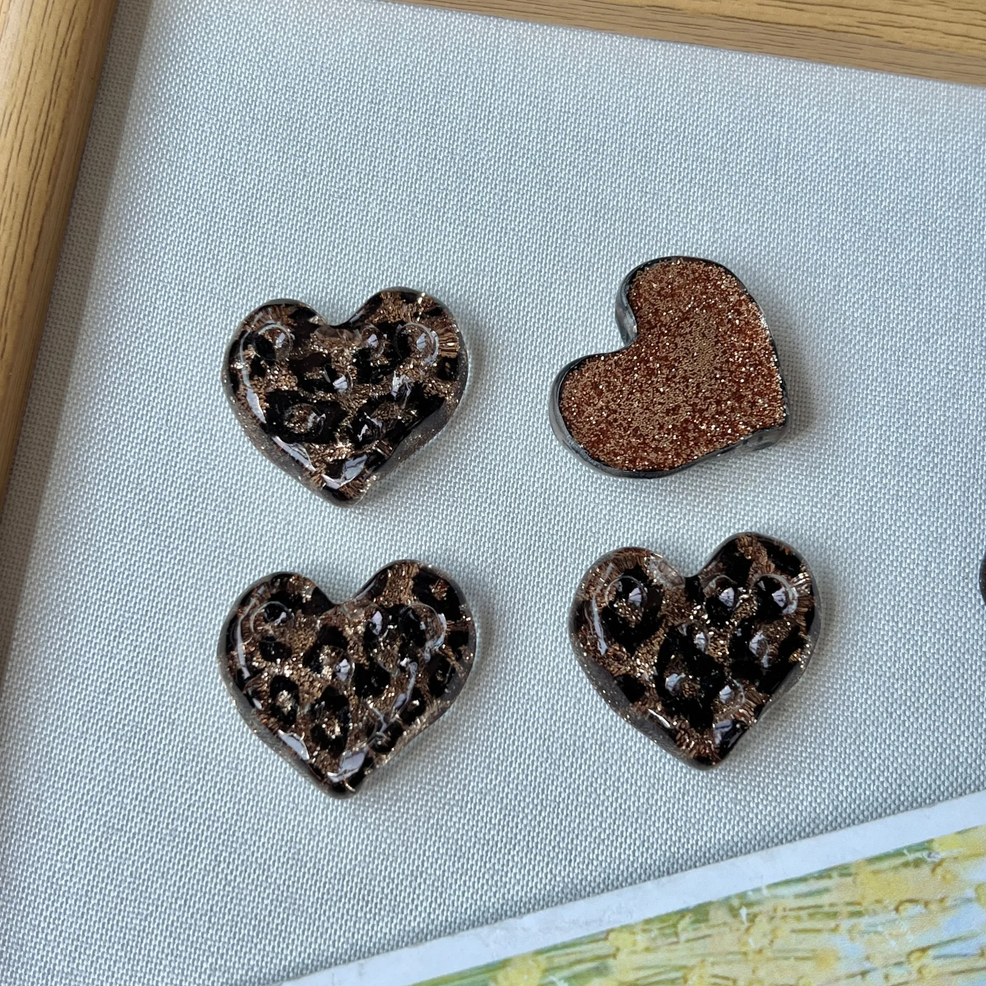 10pcs Acrylic Love Heart Patch Flat Back Resin Cabochons Diy Phone Case Hair Clips Shoe Jewelry Accessories Findings Decorations