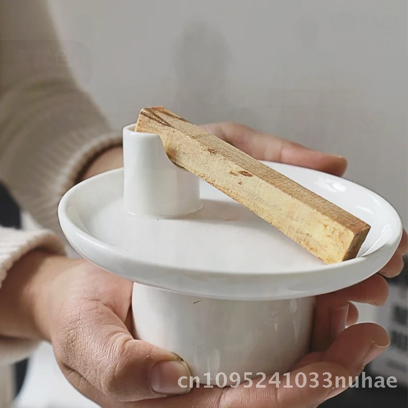 Scandinavian Ceramic Incense Burner Palo Santo Holder Sacred Wood Sage Burning Tray Peruvian Wood Burning Tray High-Leg Design