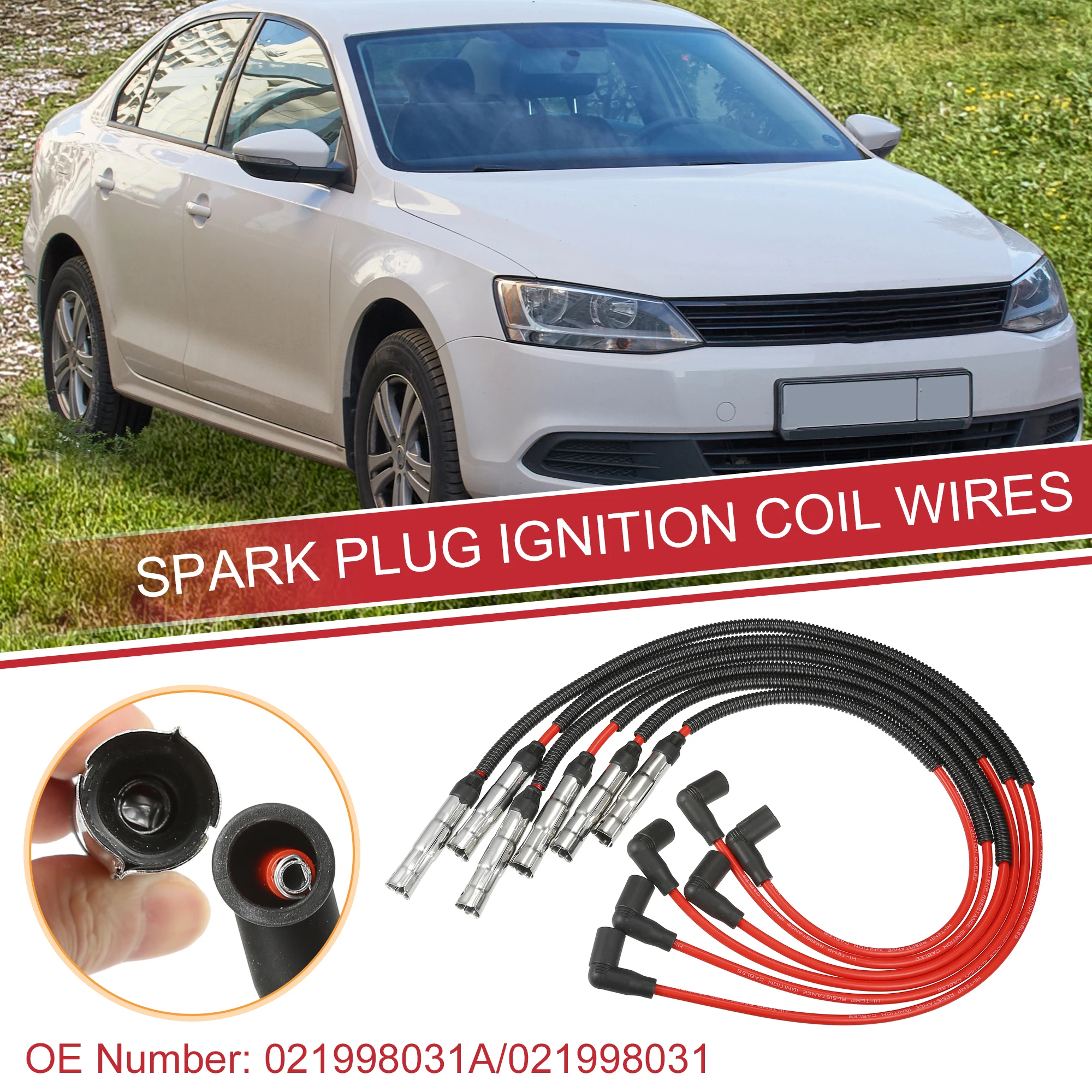 

UXCELL 6 шт. автомобильные провода катушки свечи зажигания кабель жгута катушки зажигания 7 мм для VW Golf Jetta Passat No 021998031A/021998031