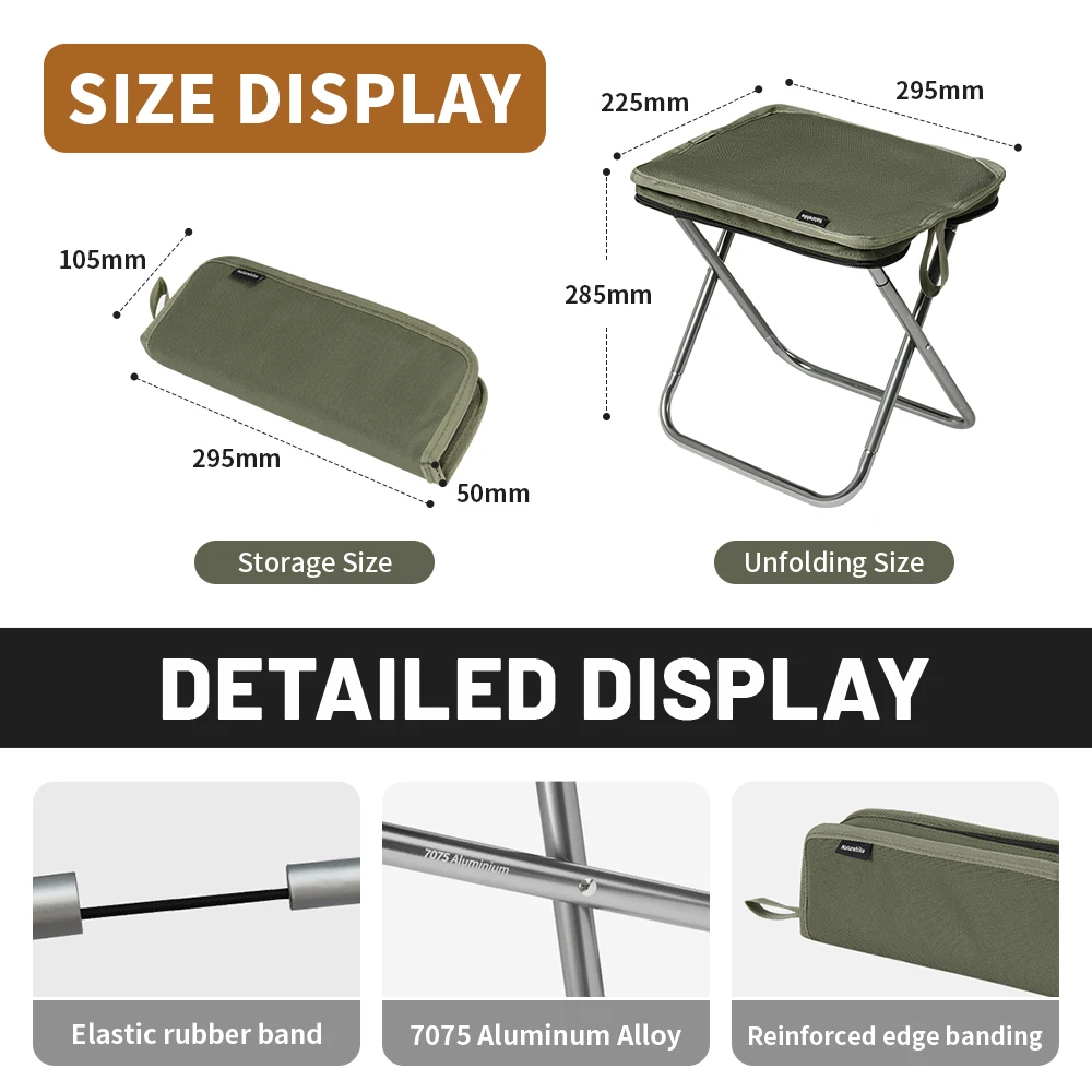 Naturehike Ultra Light Aluminum Folding Stool Outdoor Recreational Camping  Picnic Fishing Easy Folding Stool
