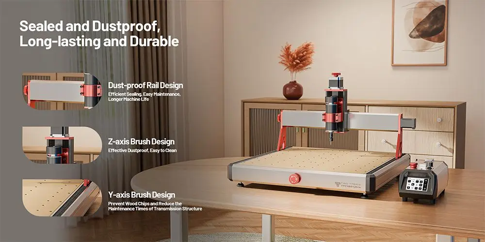 TWO TREES TTC450 Ultra CNC-Fräsmaschine, 2-in-1 Laser-Gravur- und Schneidemaschine, 500W Hocheffizienz-Spindel, 460mmx460mm – Detail 7