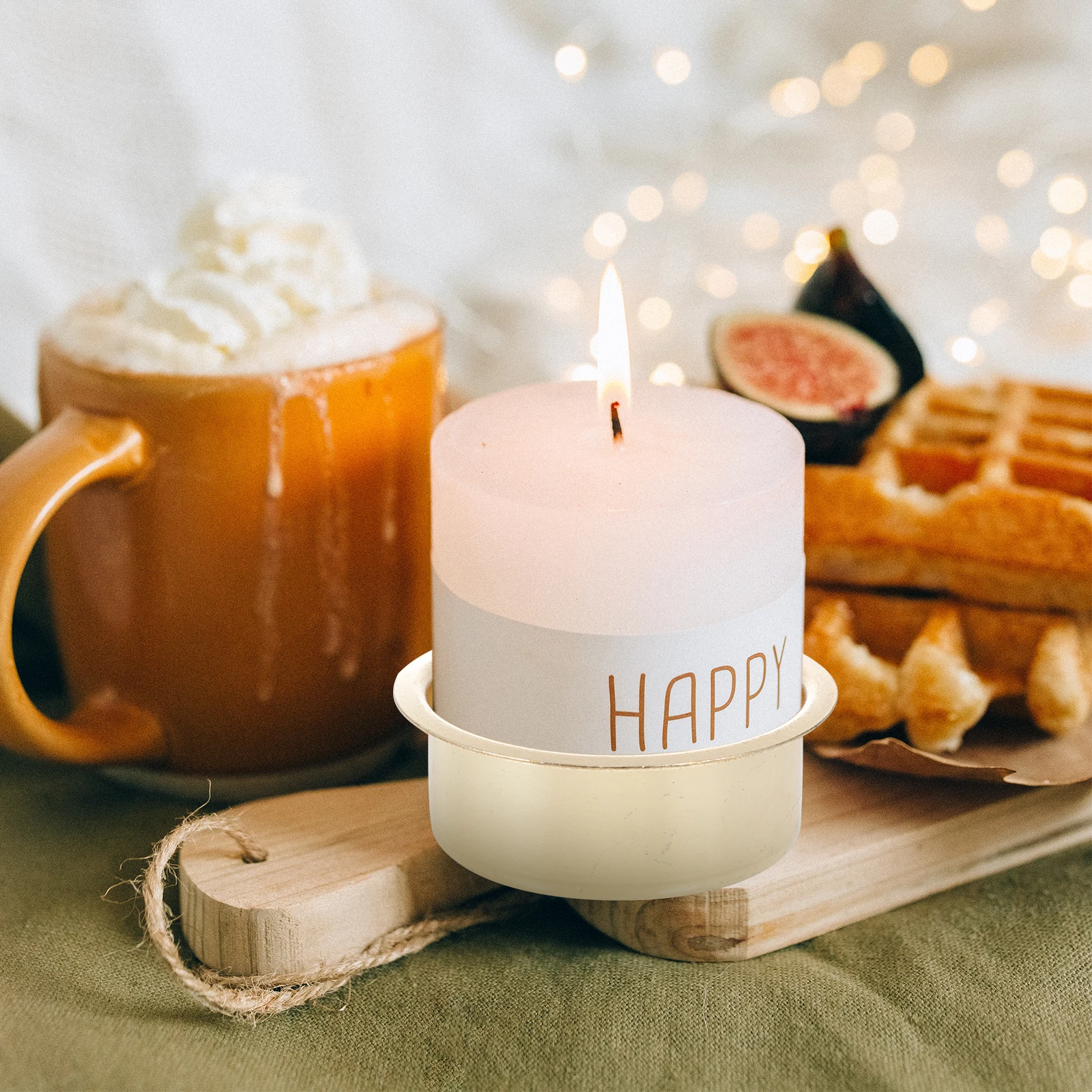 

4pcs Metal Cups 41x17x0.5mm Random Color Smooth Bottom Halloween Decor Household Candlesticks Mini Iron Holders Safe Use